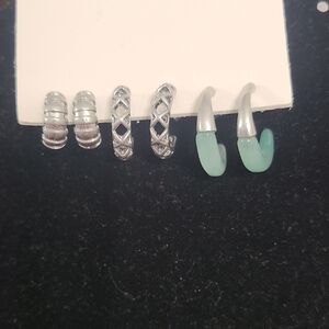 Free People Silver and Mint Earrings Set